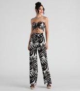 Sandy Beaches Palm Wide-Leg Pants