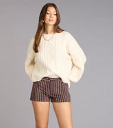 Autumn Stroll Striped Corduroy Shorts