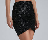 Holiday Sparkle Sequin Faux Wrap Skirt
