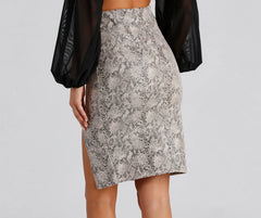 Chic And Sassy Snake Print Midi Skirt