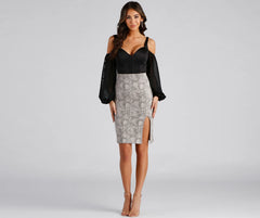 Chic And Sassy Snake Print Midi Skirt
