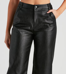 Sleek Faux Leather Straight-Leg Pants