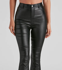 Stylish Flare High-Rise Coated Pants