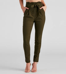 High Waist Paperbag Skinny Dress Pants
