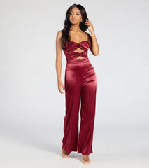 Late Nights Cutout Satin Wide-Leg Jumpsuit