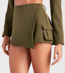 Cargo Cutie Faux Wrap Mini Skort