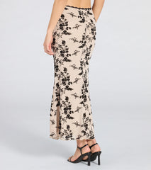 Flirt Alert Flocked Floral Mesh Maxi Skirt