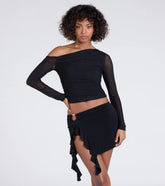 Feeling Myself Slit Ruffle Mini Skirt