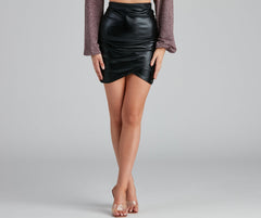 Chic Babe Liquid Leather Wrap Mini Skirt