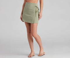 Lace Me Up Crepe Mini Skirt