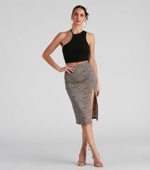 Sassy Style Leopard Print Midi Skirt