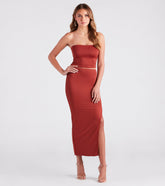 Smooth Silhouette Slit Midi Skirt