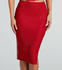 Sparkly Allure Rhinestone Fishnet Midi Skirt