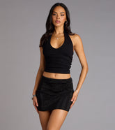 Glitzy Sheen Rhinestone Knit Mini Skirt