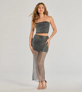 All That Shines Rhinestone Fishnet Maxi Skirt