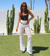 Sheer Fling Lace Flare Pants