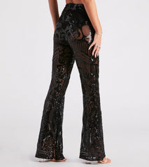 Glitzy Night Out Sequin Flare Pants