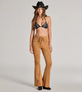 Bohemian Babe Lace-Up Faux Suede Flare Pants
