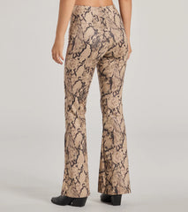Slither In Style High Rise Snake Print Flare Pants