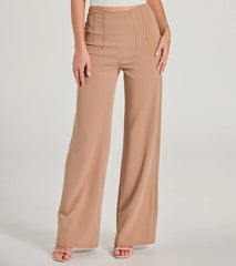 Stylish Impression High Rise Straight Leg Trouser Pants