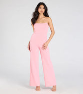 Sultry Babe Strapless Corset Wide-Leg Jumpsuit