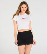Hint Of Romance Lace Trim Mini Skort