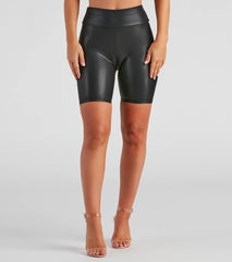 Faux Leather Biker Shorts