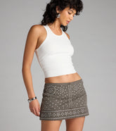 It-Girl Energy Studded Denim Mini Skirt