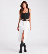Stand In Command Cargo Denim Midi Skirt