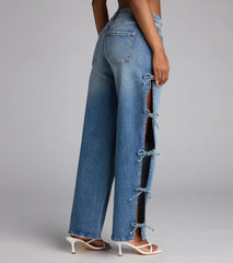 Tied Up in Denim Bow Mid-Rise Denim Jeans