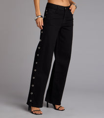 Ring It In Grommet Wide-Leg Denim Jeans