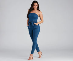 Retro Style Moves Denim Catsuit