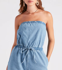 Fit Check Strapless Denim Jogger Jumpsuit