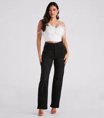 There She Goes High-Rise Slit Boyfriend Jeans