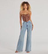 Stylish Refresh High-Rise Wide-Leg Denim Jeans