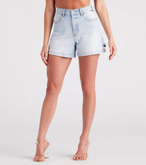 On The Move High-Rise Cargo Denim Shorts
