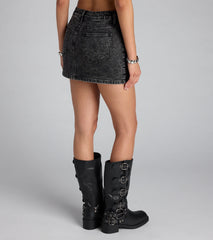 Keep It Cool Mid-Rise Acid-Wash Denim Skort