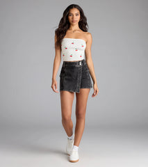 Trending Moment High-Rise Wrap Denim Skort