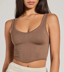 Adorable Basic Scoop Neck Seamless Crop Top