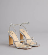 VIP Only Rhinestone Metallic Block Heels