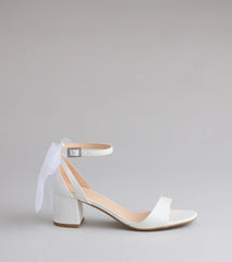 So Pretty Chiffon Bow Satin Block Heels