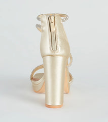 Glam Mode Rhinestone Metallic Platform Heels