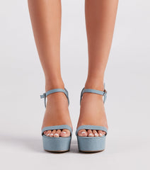 Diva Alert Denim Platform Block Heels