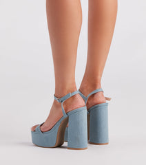Diva Alert Denim Platform Block Heels