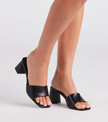 Step In Style Square Toe Block Heel Mules