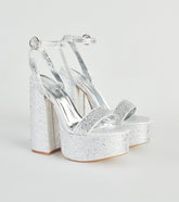 Amp Up The Glam Rhinestone Chrome Platform Heels