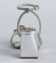 Beauty Bloom Rhinestone Flower Block Heels