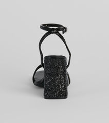 No Stopping Her Shine Glitter Block Heels