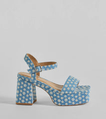 Darling Daisy Platform Denim Block Heels