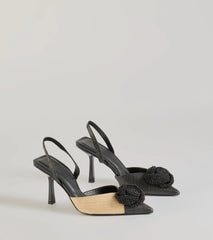 Trendy Fab Raffia Flower Stiletto Pumps
